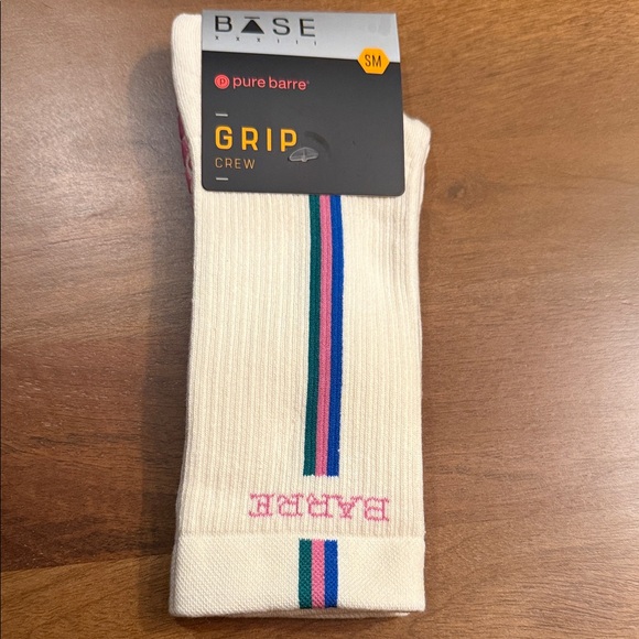 Pure Barre Accessories - 🫐🫐🎀🎀Pure Barre Cream Crew Socks with Teal & Pink Stripes. super cute